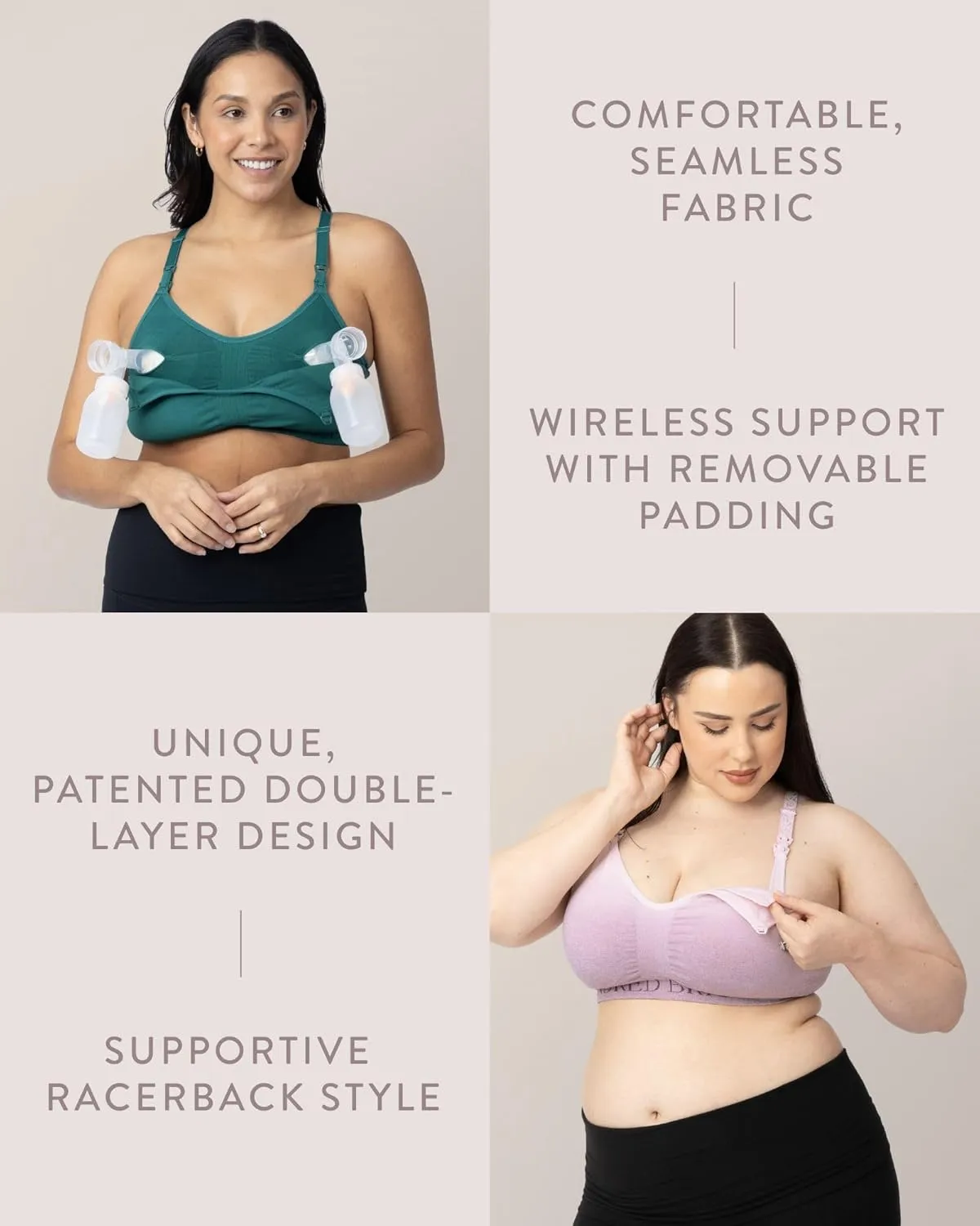 Kindred Bravely Sublime Sports Pumping Bra Hands Free | All-in-One Nursing Bras for Breastfeeding and Pumping