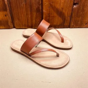 Kingsley Heath L Single Strap Mule Tan/Brass/Tan