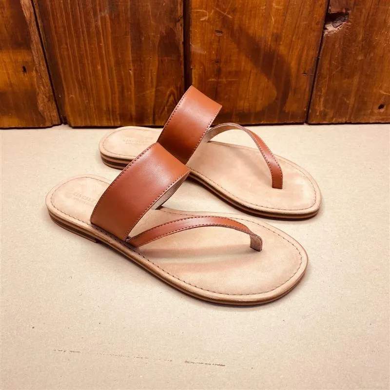 Kingsley Heath L Single Strap Mule Tan/Brass/Tan
