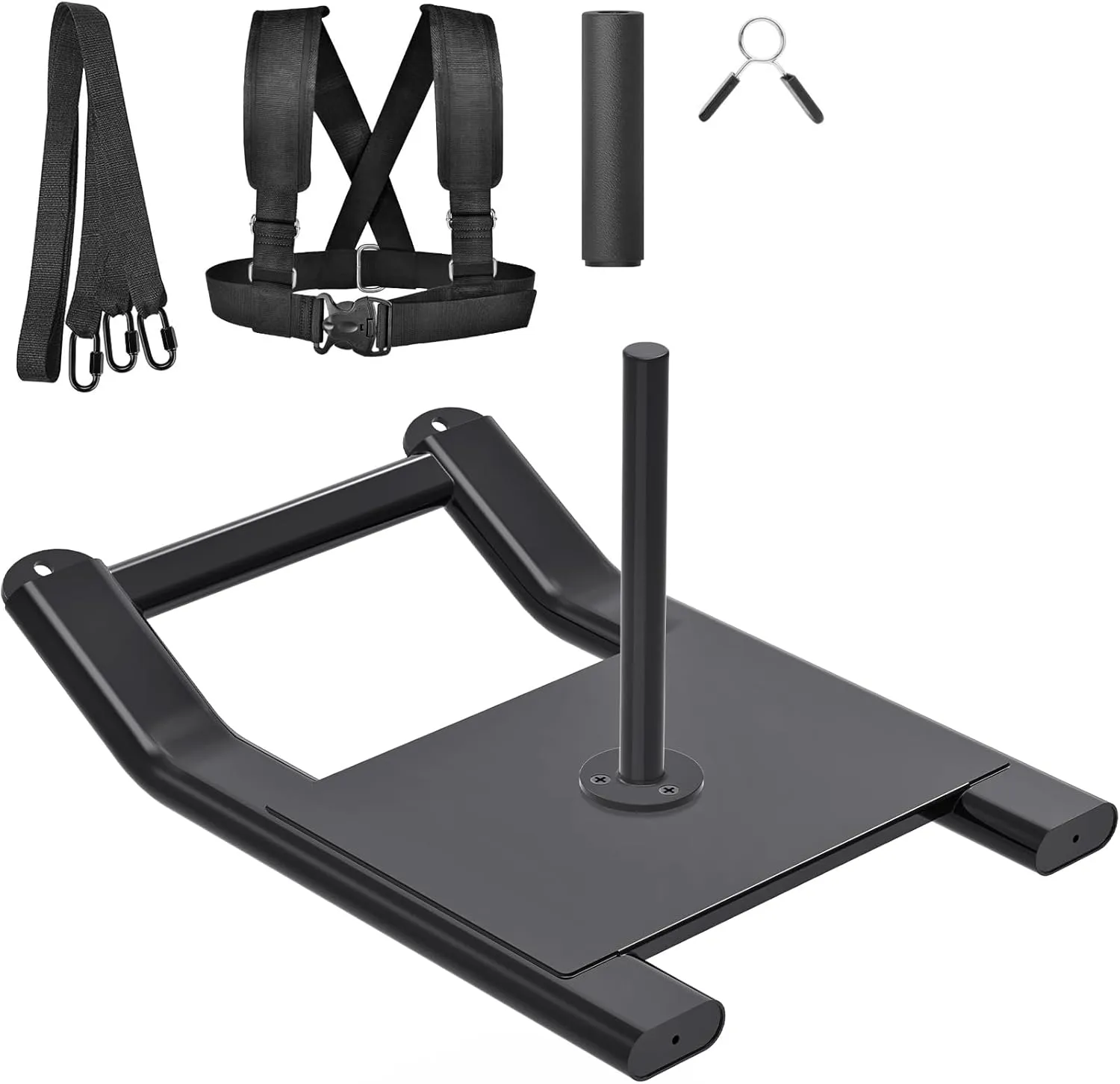 Kipika Stainless Steel Weight Sled for Fitness Strength Training, Speed Improvement, and Athletic Exercise - Compatible with 1" & 2" Weight Plates