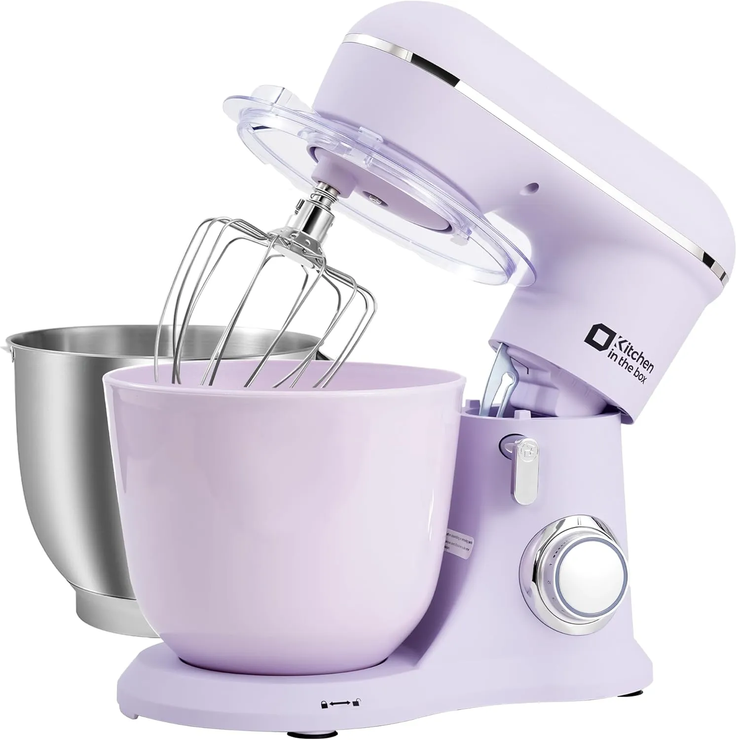 Kitchen in the box Stand Mixer, 4.5QT 5QT Two bowls Electric Food Mixer, 10 Speeds 3-IN-1 Kitchen Mixer for Daily Use with Egg Whisk,Dough Hook,Flat Beater (Lilac, 5QT)