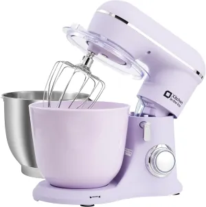 Kitchen in the box Stand Mixer, 4.5QT 5QT Two bowls Electric Food Mixer, 10 Speeds 3-IN-1 Kitchen Mixer for Daily Use with Egg Whisk,Dough Hook,Flat Beater (Lilac, 5QT)