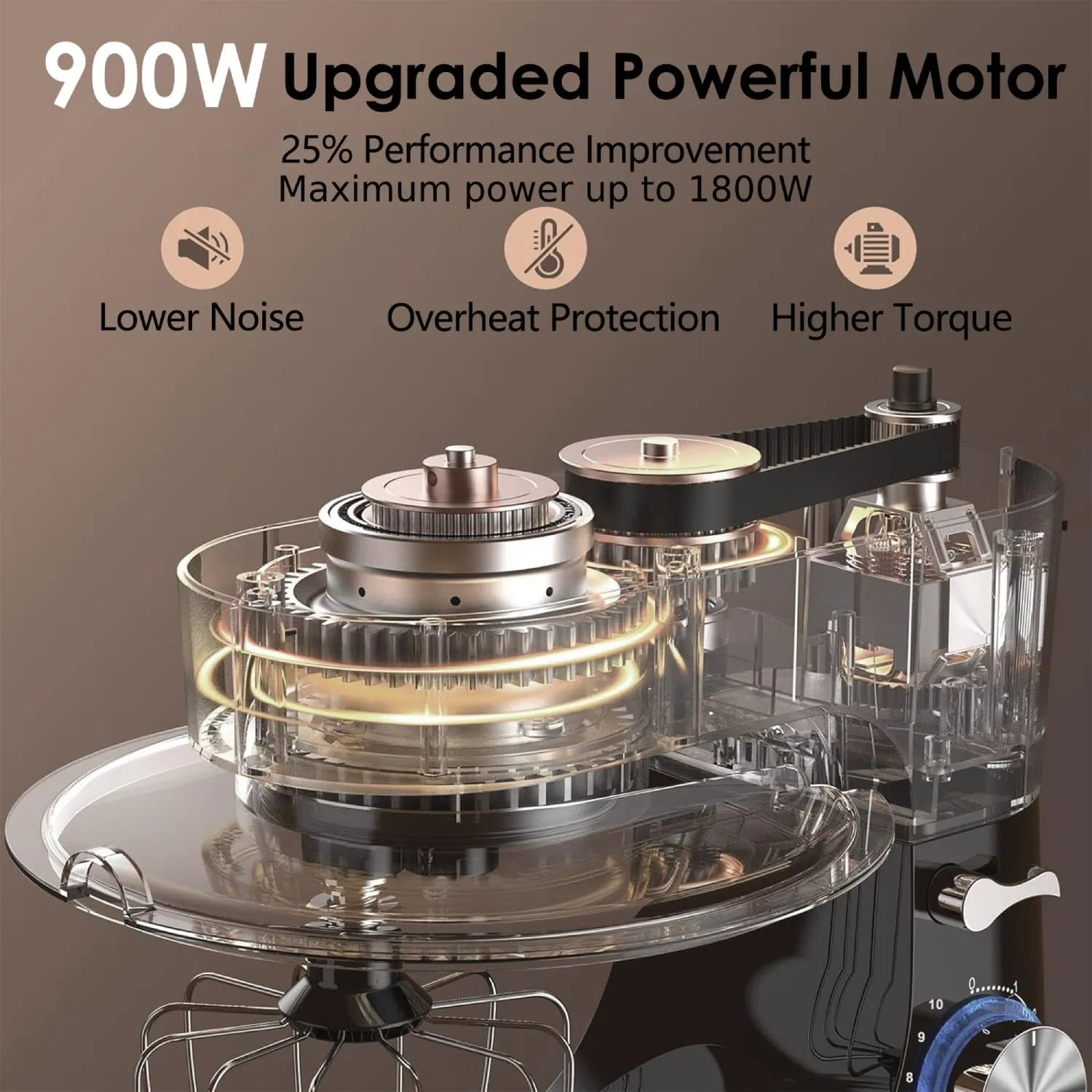 Kitchen in the Box Stand Mixer, 900W 8.5 QT Kitchen Electric Mixer, 10-Speed Large Capacity Tilt-head Food Mixer with Dough Hook, Wire Whip, Flat Beater & Splash Guard (Black)