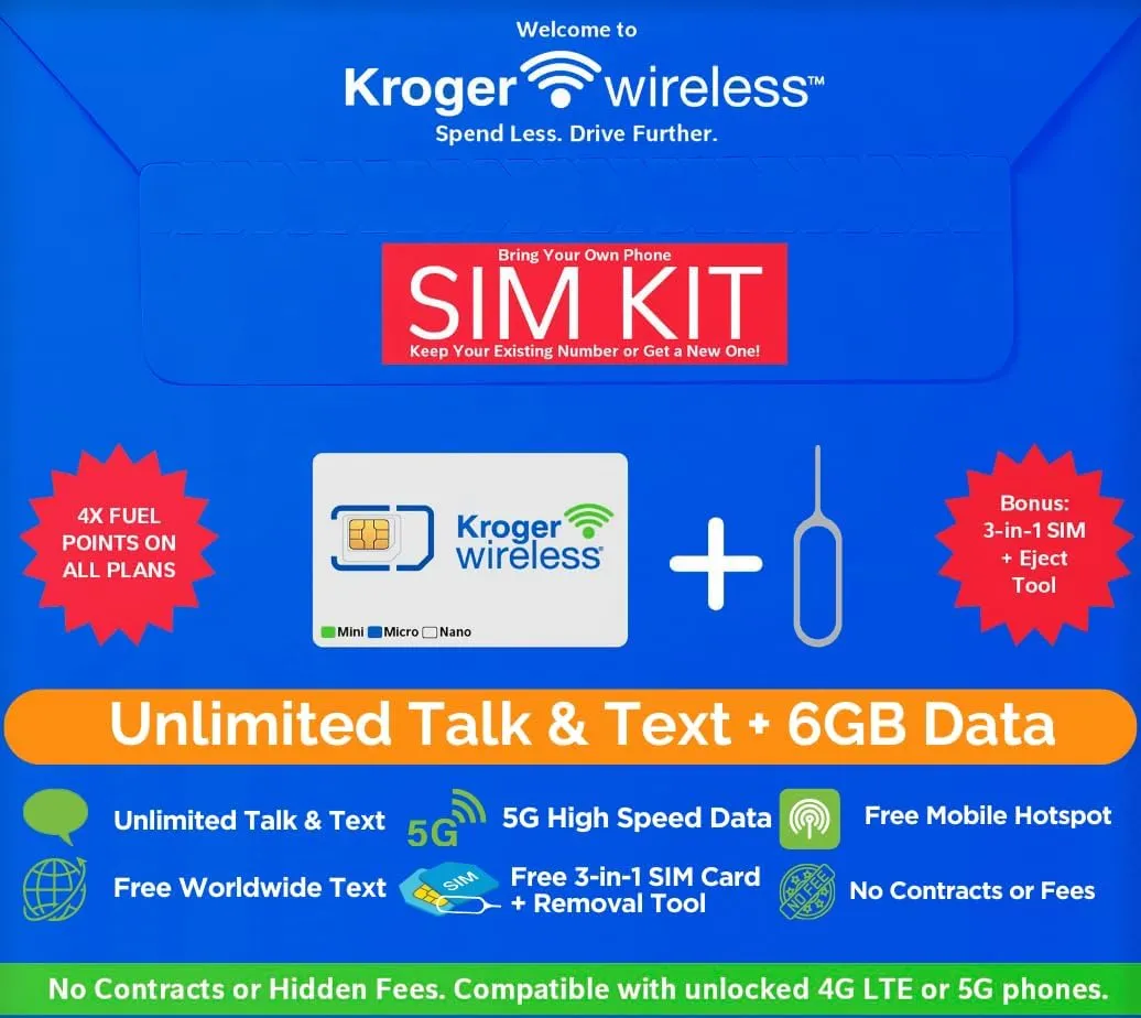 KR25T $25/Mo 1-Month Prepaid Cell Phone Plan with Unlimited Talk & Text   6GB of 5G-4G LTE Data