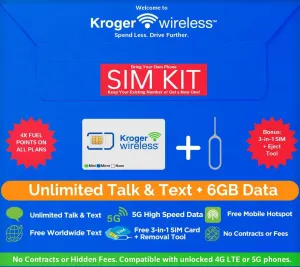 KR25T $25/Mo 1-Month Prepaid Cell Phone Plan with Unlimited Talk & Text   6GB of 5G-4G LTE Data