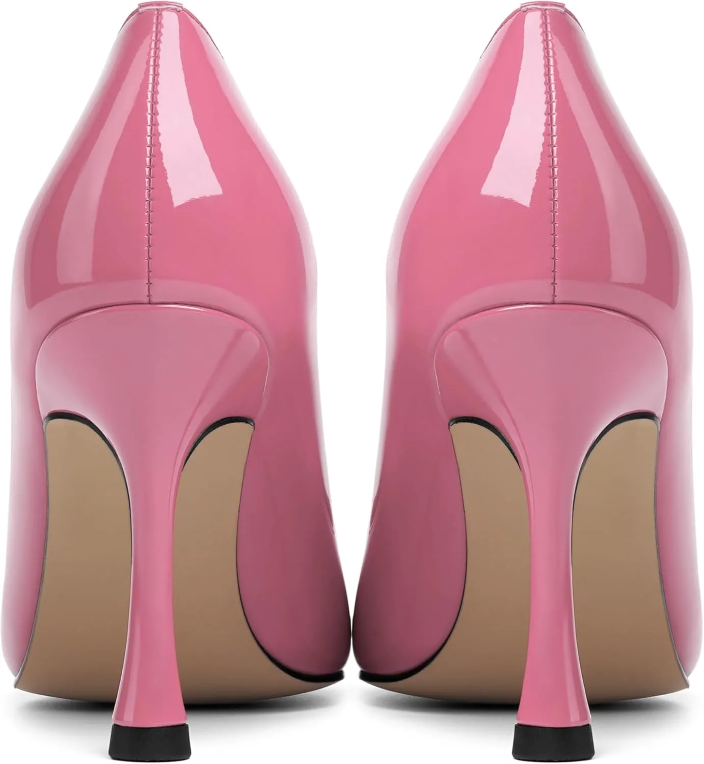KUOARN Womens Dress Pointed Toe Dating Solid Shiny Patent Slip On Stiletto High Heel Pumps Shoes 3.3 Inch