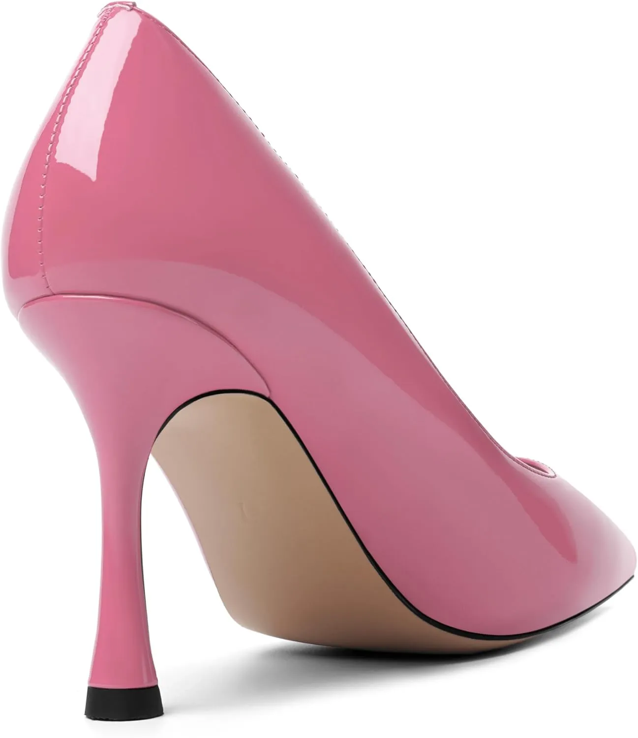 KUOARN Womens Dress Pointed Toe Dating Solid Shiny Patent Slip On Stiletto High Heel Pumps Shoes 3.3 Inch
