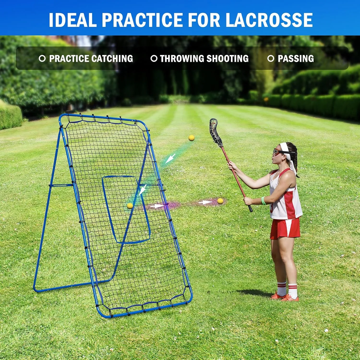 Lacrosse Baseball Rebounder Net, Volleyball Softball Rebounder Pitch Back Net with 2 x 6-Angle Quick Adjustments, Easy Quick Setup, Ideal for Softball,Soccer and Sport Training