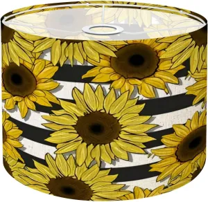 Lamp Shade Sunflowers field seamless pattern for fabric textile Flat colors to Drum Lampshade for Floor Lamps Table Lamps Pendant Light 8.9"x11" Linen Lampshades Replacement Large Lamp Shade