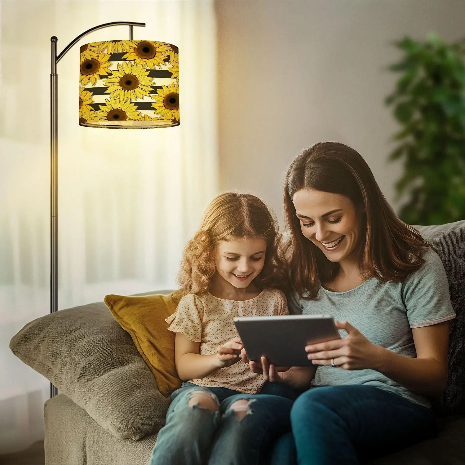 Lamp Shade Sunflowers field seamless pattern for fabric textile Flat colors to Drum Lampshade for Floor Lamps Table Lamps Pendant Light 8.9"x11" Linen Lampshades Replacement Large Lamp Shade