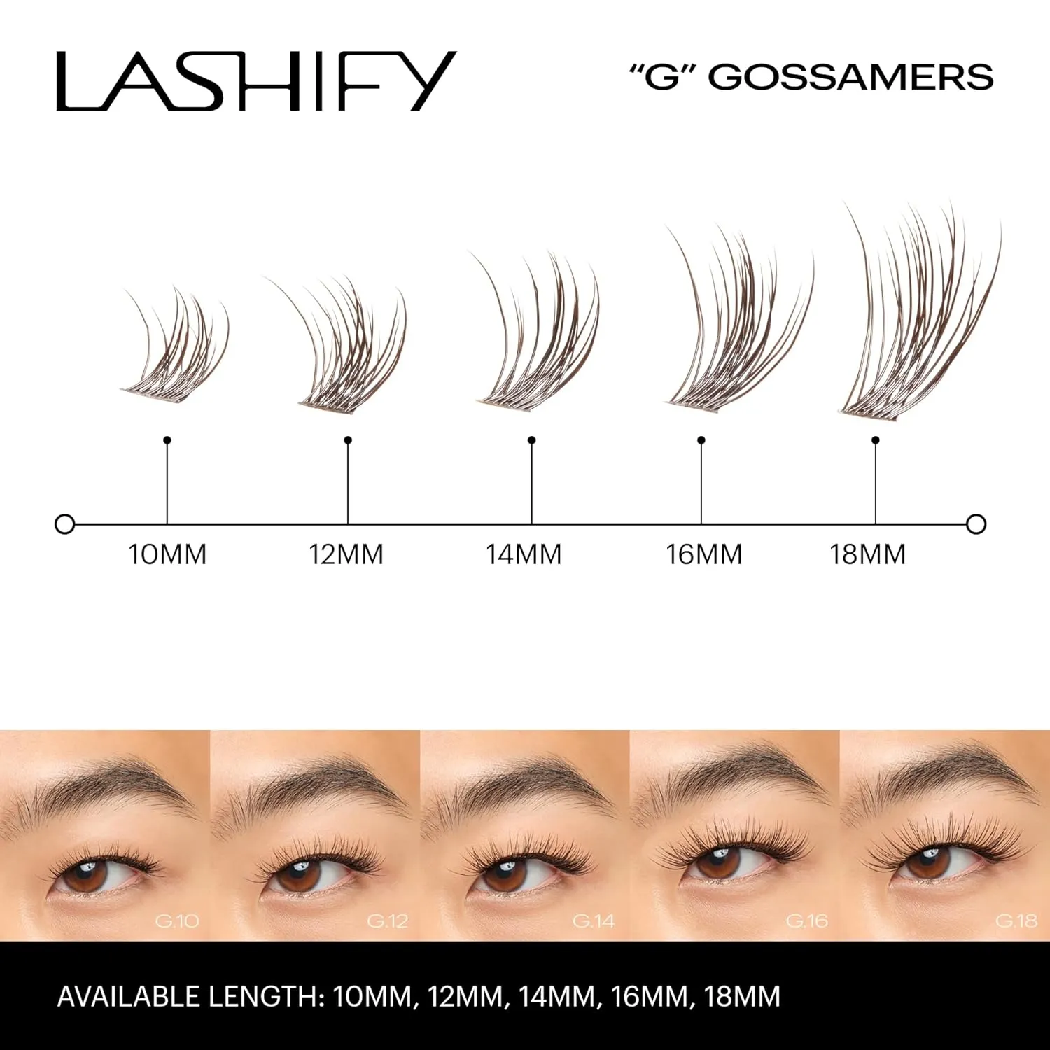 Lashify Gemini 10mm Gossamer Lashes in Minx Color, Easy DIY False Lashes for a Voluminous, Wispy and Playful Look