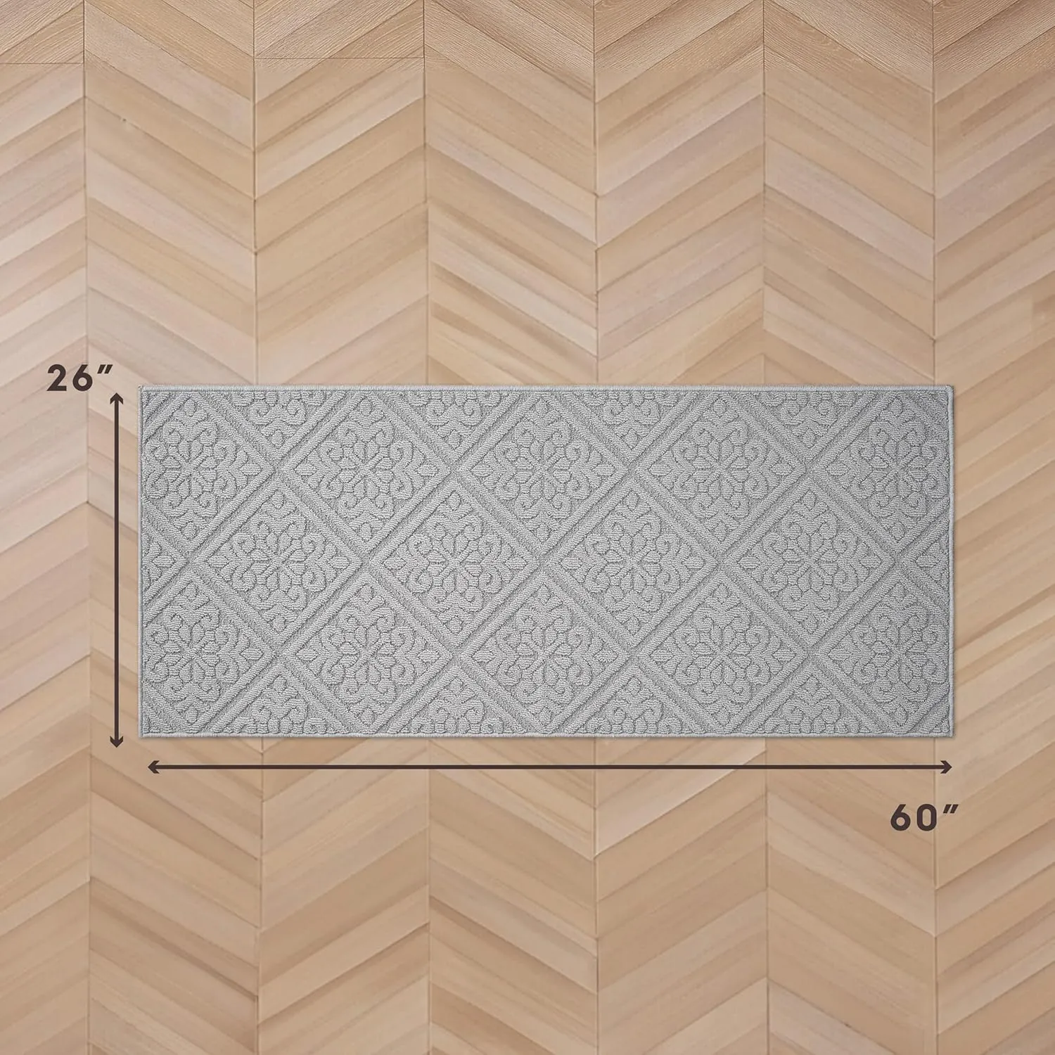 Laura Ashley Hi-Low Tufted 26" x 60" Washable Skid-Resistant Runner Rug - Light Grey Austell Solid