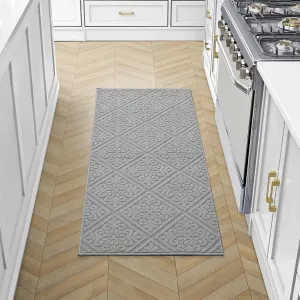 Laura Ashley Hi-Low Tufted 26" x 60" Washable Skid-Resistant Runner Rug - Light Grey Austell Solid
