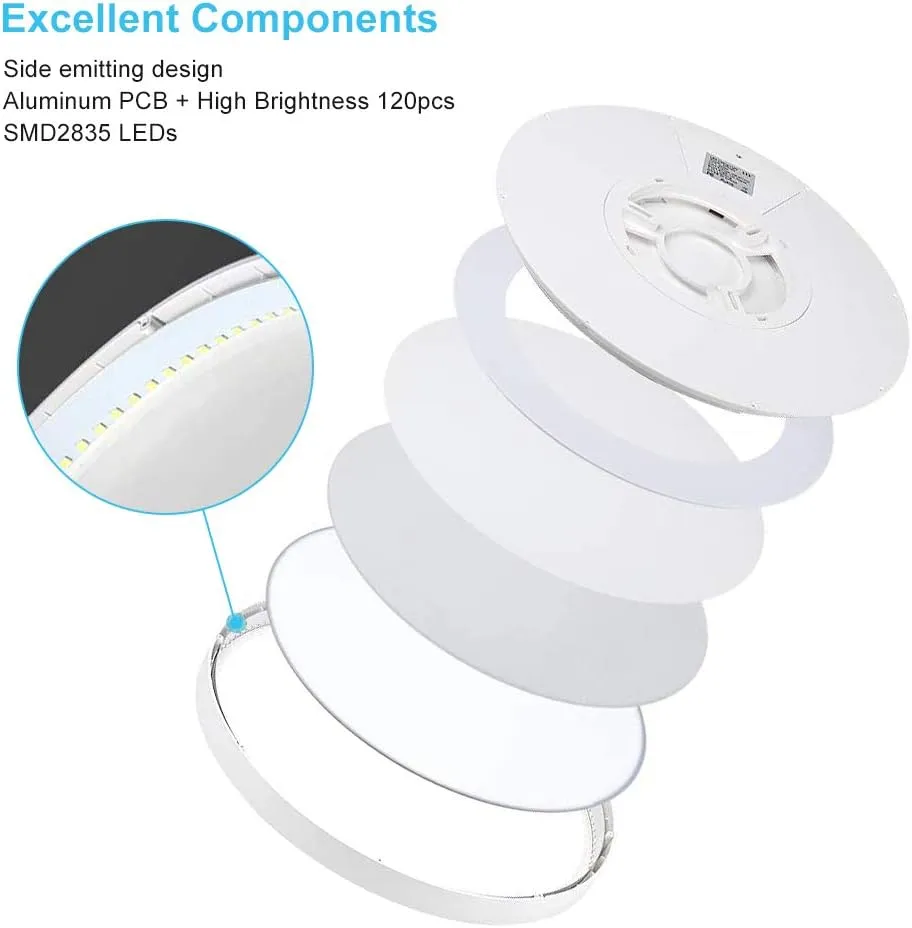 LED Ceiling Light Flush Mount, 12inch 24W 2800K Warm White Ceiling Light, 3200LM Round Light Fixtures Ceiling Mount, Flat Slim Ceiling Lights for Bedroom Kitchen Living Room Stairwell