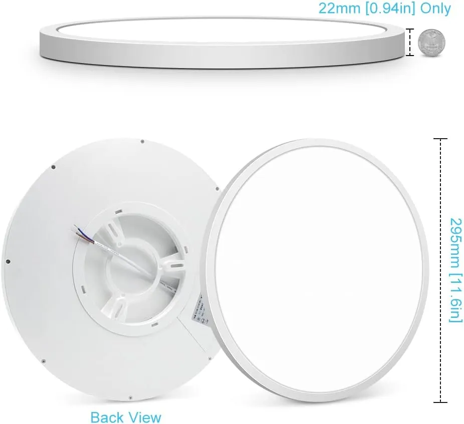 LED Ceiling Light Flush Mount, 12inch 24W 2800K Warm White Ceiling Light, 3200LM Round Light Fixtures Ceiling Mount, Flat Slim Ceiling Lights for Bedroom Kitchen Living Room Stairwell
