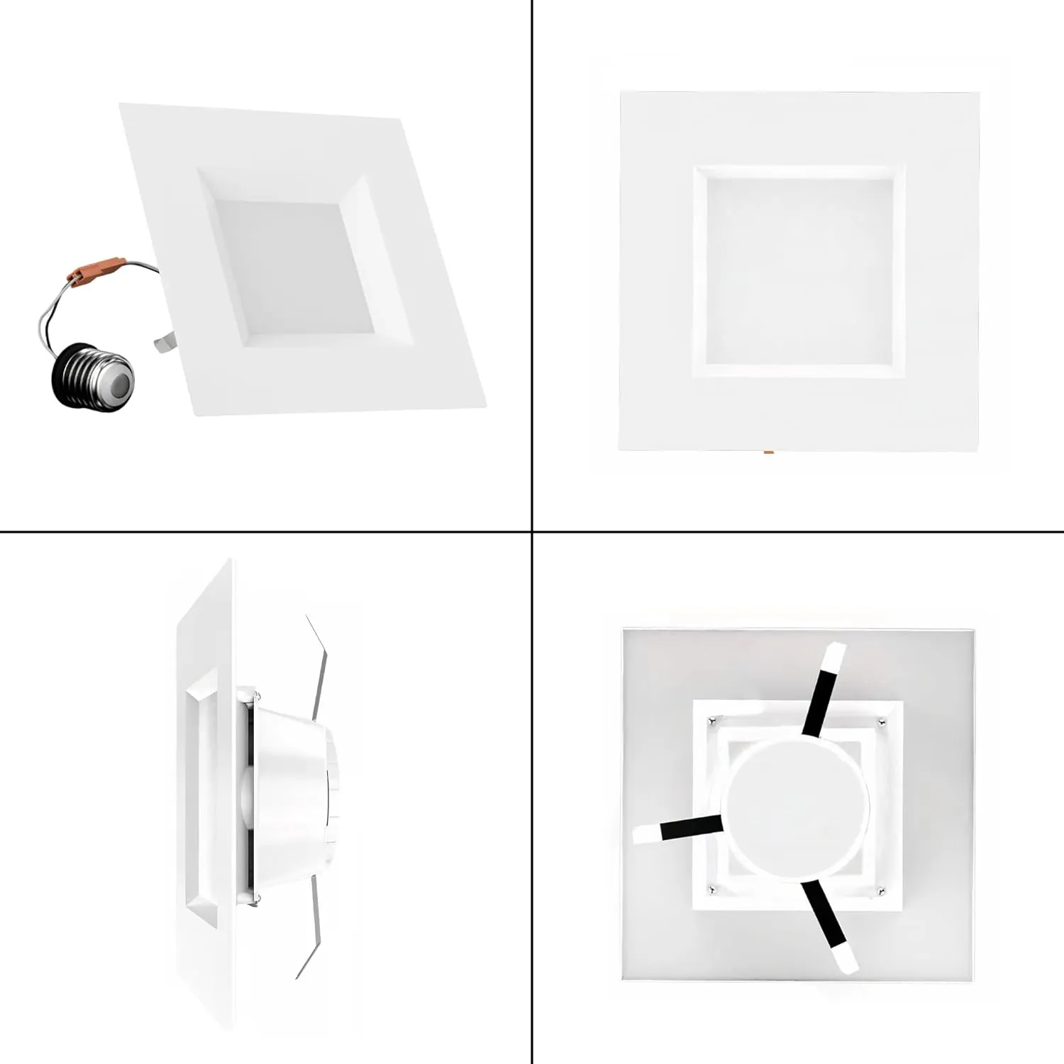 LEDMyplace 4-inch 9W Dimmable LED Square Recessed Downlights, Pack of 12, 5000K Daylight White, 600 Lumens, Replacement of 35W, High CRI>90, Can Lights for Ceiling, Indoor Lighting for Home, Office
