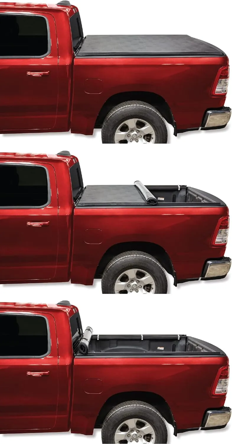 LEER ROLLITUP | Compatible with 2015-2023 Ford F-150 with 5.6' Bed | Soft Roll Up Truck Bed Tonneau Cover | 4R112 | Low-Profile, Sturdy, Easy 15-Minute Install (Black)