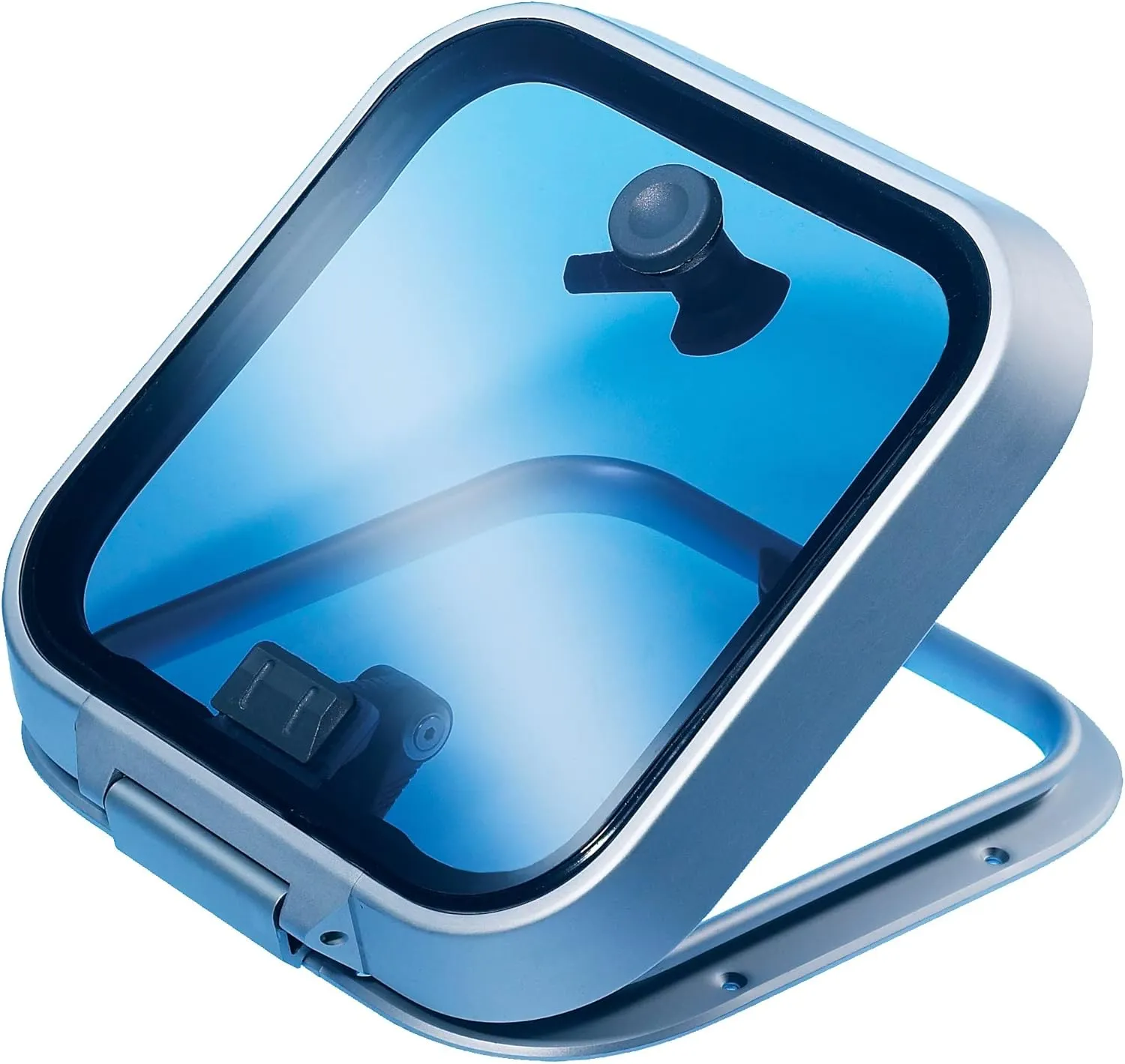 Lewmar Flange Base Ocean Boat Hatch - Size 60, Corrosion-Resistant Anodized Aluminum Frame, CE-Certified, Acrylic Lens, Friction Levers Open in All Positions Up to 90 Degrees