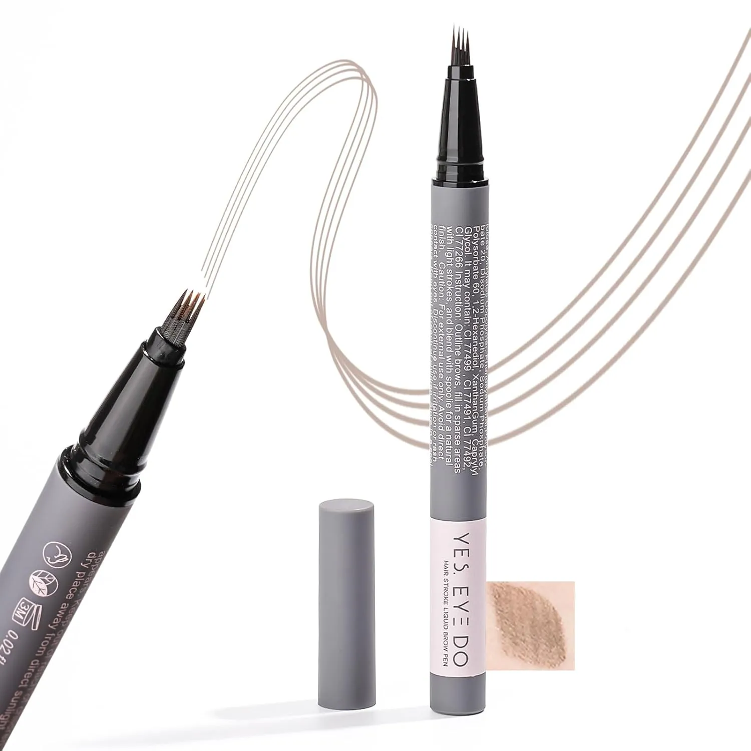 Light Gray Eyebrow Pencil for Older Women, Grey Eyebrow Pen with 4-Prong Precision Tip- Achieving Natural, Hair-Like Strokes, Create Long-Lasting Defined Brows YES.EYE DO (Grey Mist-Light Gray)