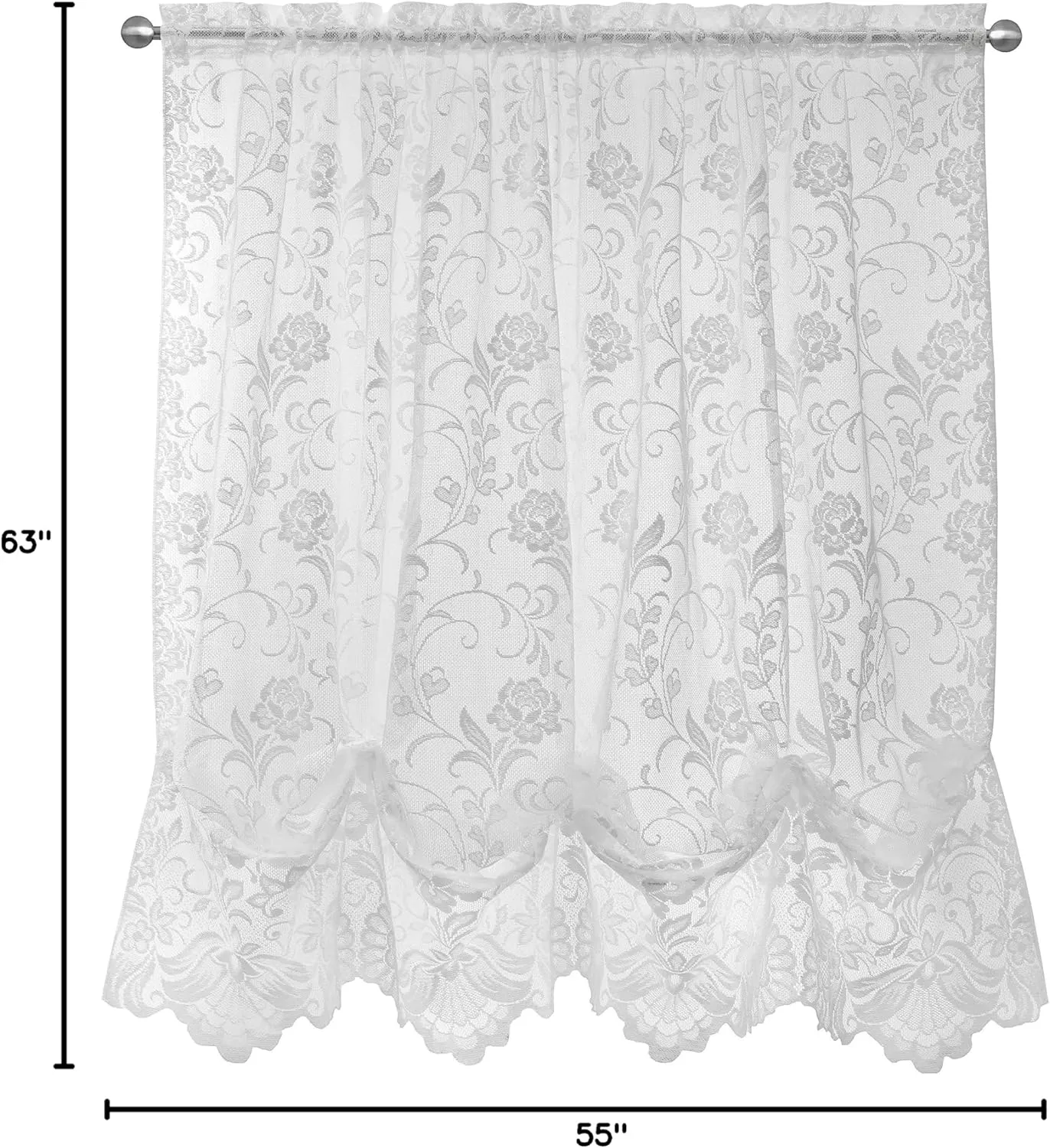 Limoges Sheer Rod Pocket Balloon Curtain 55 x 63 in White