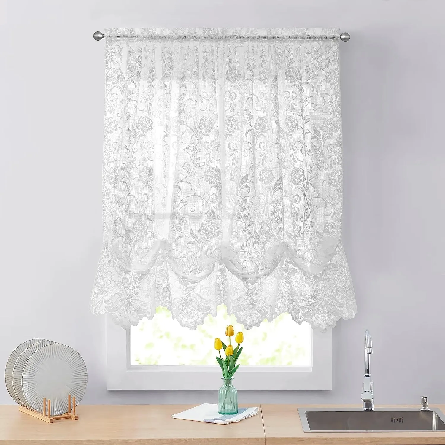 Limoges Sheer Rod Pocket Balloon Curtain 55 x 63 in White
