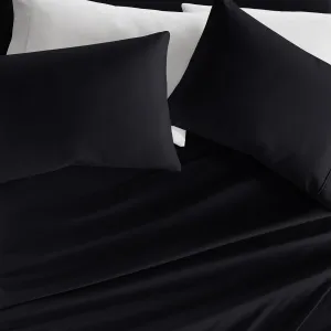 Linen Market Double-Brushed Microfiber Queen Sheet Set 4 Piece – Oeko-TEX Certified Ultra Soft & Wrinkle-Free - 16" Deep Pocket Sheets - Easy Care Queen Size - Black