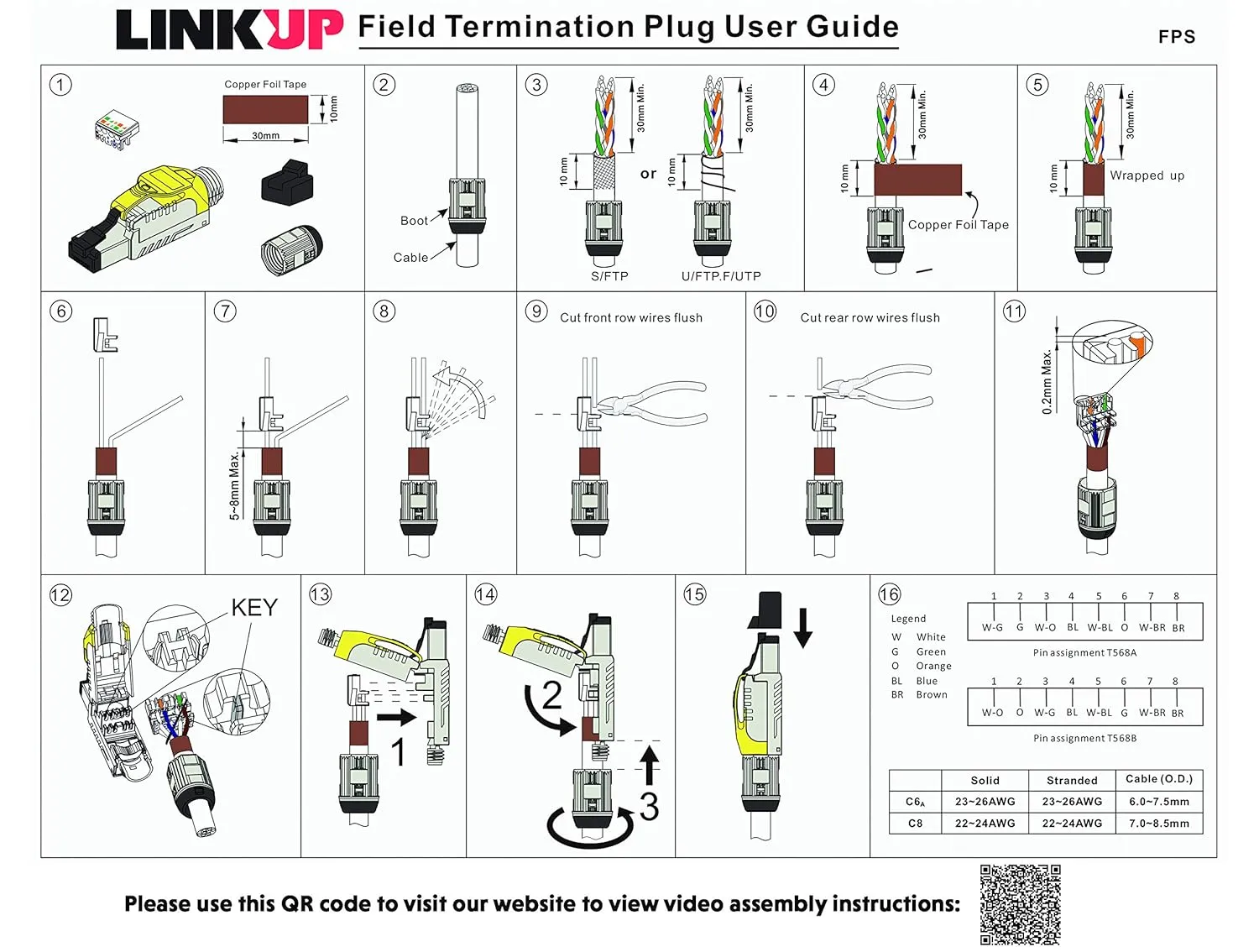 LINKUP - RJ45 Connectors Cat6A (12 Pack) Shielded Zinc-Alloy Housing Modular Termination Plug | 10G Easy Internet Tool Free Plugs | for Cat6A up to 22AWG Solid Bulk S/FTP Ethernet Cable [Red]