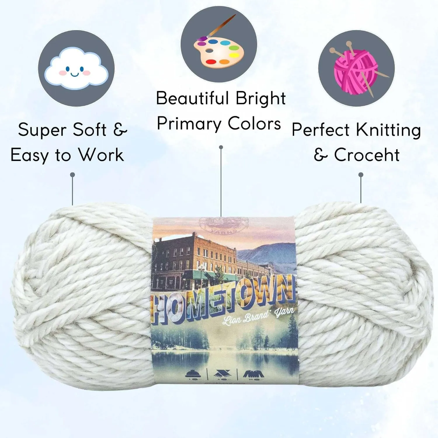 Lion Brand Hometown Catskills Corner 135-238 (3-Skeins - Same Dye Lot) #6 S Bulky Acrylic Yarn for Crocheting and Knitting with Project Bag