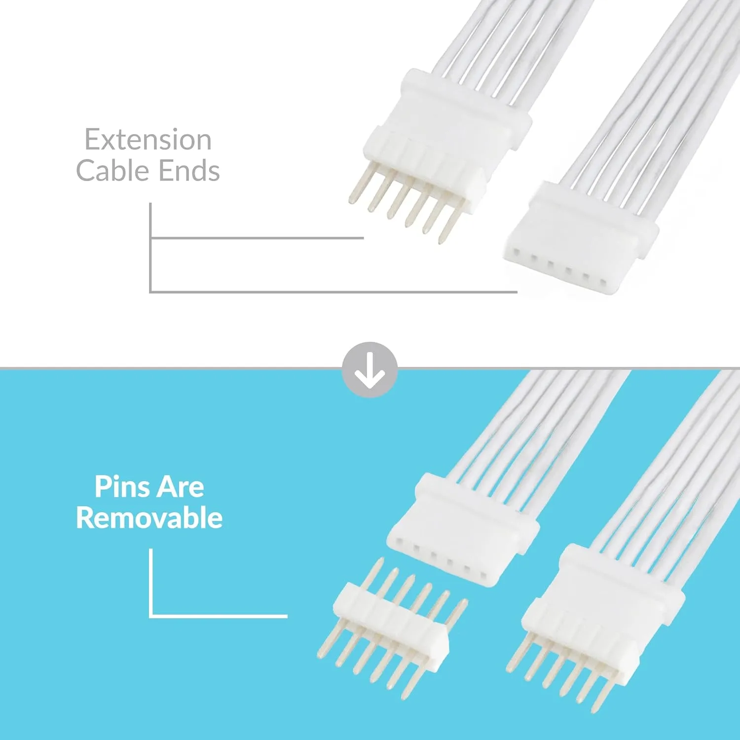 Litcessory Extension Cable for Philips Hue/Solo Lightstrip (3.3ft, 2 Pack, White - Micro 6-PIN V4 / Solo Lightstrip)