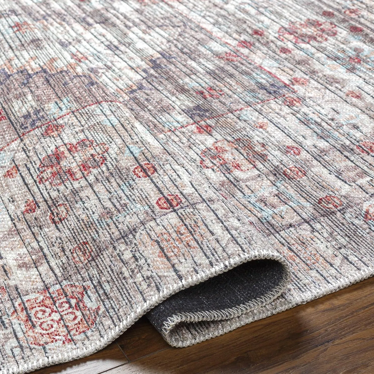 Livabliss Nolita Vintage Washable Area Rug, 9'10" x 13', Red/Tan, (10' x 13')
