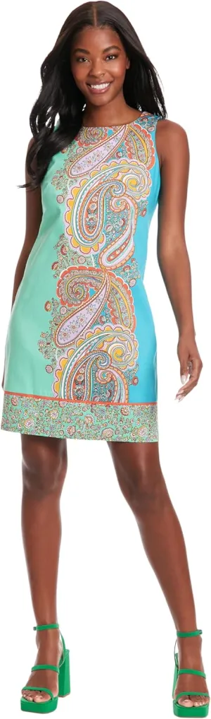 London Times Women's Petite Sleeveless Shift Dress