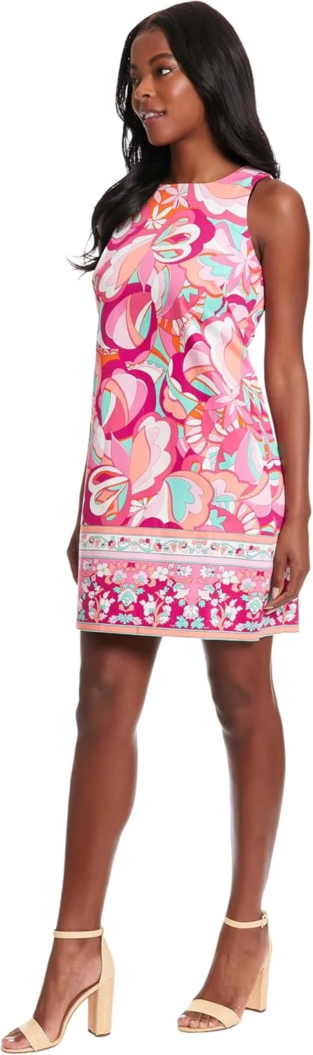 London Times Women's Petite Sleeveless Shift Dress