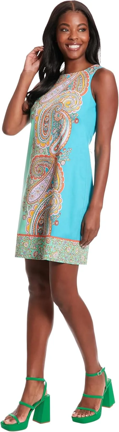 London Times Women's Petite Sleeveless Shift Dress