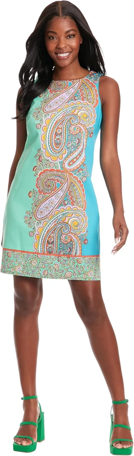 London Times Women's Petite Sleeveless Shift Dress
