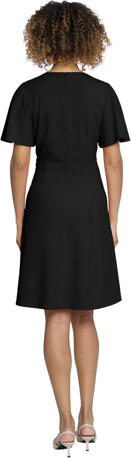 Maggy London Women's V-Neck Twist Waist Detail Crepe Dress