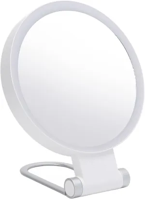 Magnifying Mirror with Light, Double Sided Travel Makeup Mirror, Rechargeable Lighted Vanity Mirror with 3 Color Setting Adjustable, Portable Tabletop Mirror for Travel Home (20X)