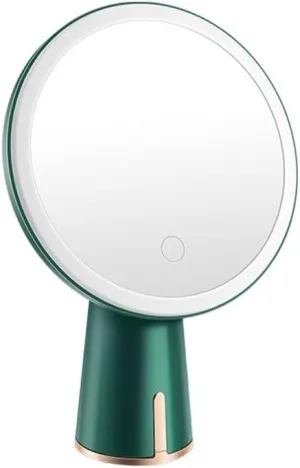Makeup Mirror Compact Mirror Nordic Makeup Mirror Desktop LED Light Home Dressing Table Desktop Small Lighted Beauty Dressing Mirror Portable Vanity Mirror Make up Mirror(A)