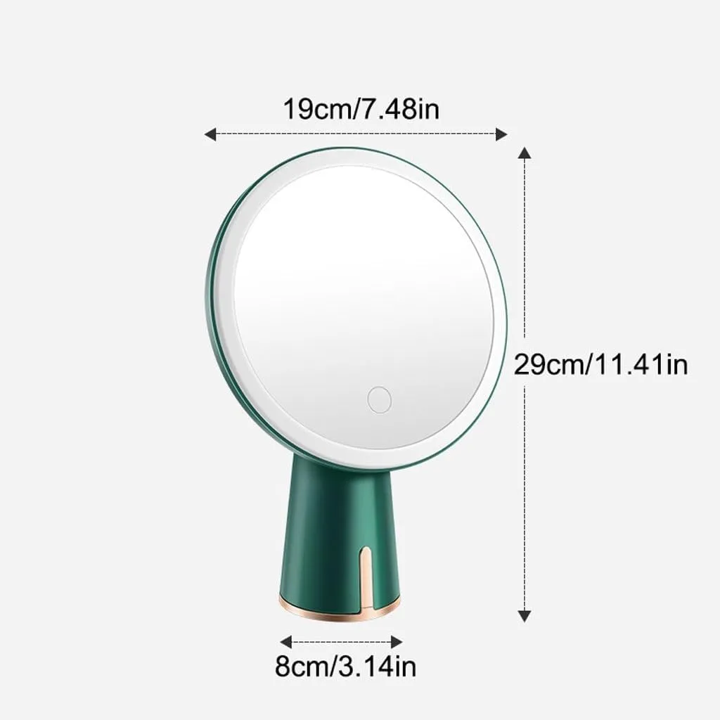 Makeup Mirror Compact Mirror Nordic Makeup Mirror Desktop LED Light Home Dressing Table Desktop Small Lighted Beauty Dressing Mirror Portable Vanity Mirror Make up Mirror(A)