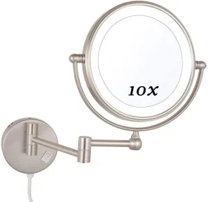 Makeup Mirror Wall Mounted, Round Makeup Mirror 360 Rotation, for Makeup, Shaving, Facial Care(Nickel)