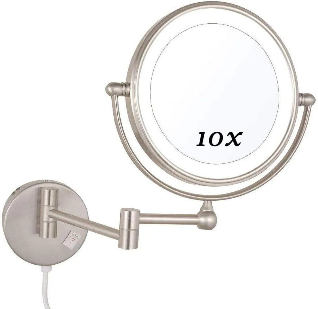 Makeup Mirror Wall Mounted, Round Makeup Mirror 360 Rotation, for Makeup, Shaving, Facial Care(Nickel)