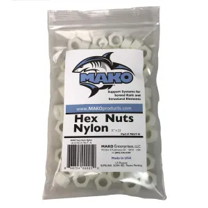MAKO Nylon Hex Nuts, 100 pcs per Bag, 1/2" x 13 Thread