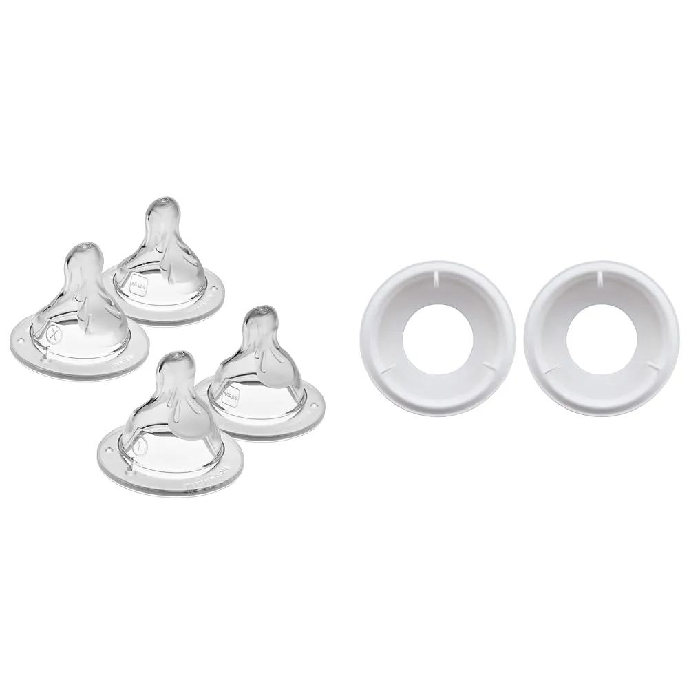 MAM Bottle Nipples Mixed Flow Pack Level 0 & 1 with Anti Colic Valve Replacements for MAM Easy Start Bottles, 4 Pack