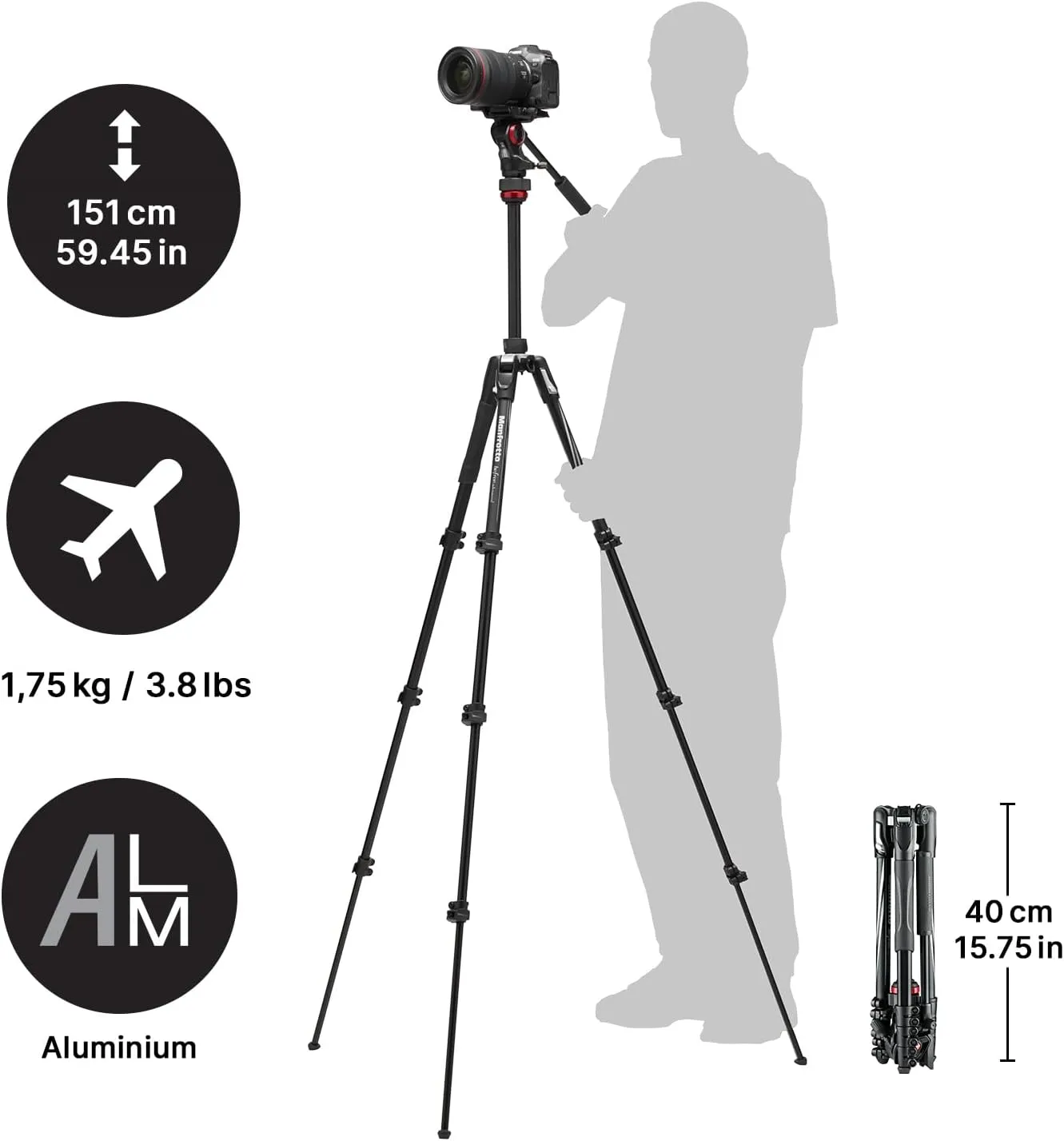 Manfrotto Befree Travel, Light Weight, Fluid Drag System Professional Video Tripod, Black (MVKBFRL-LIVEUS)