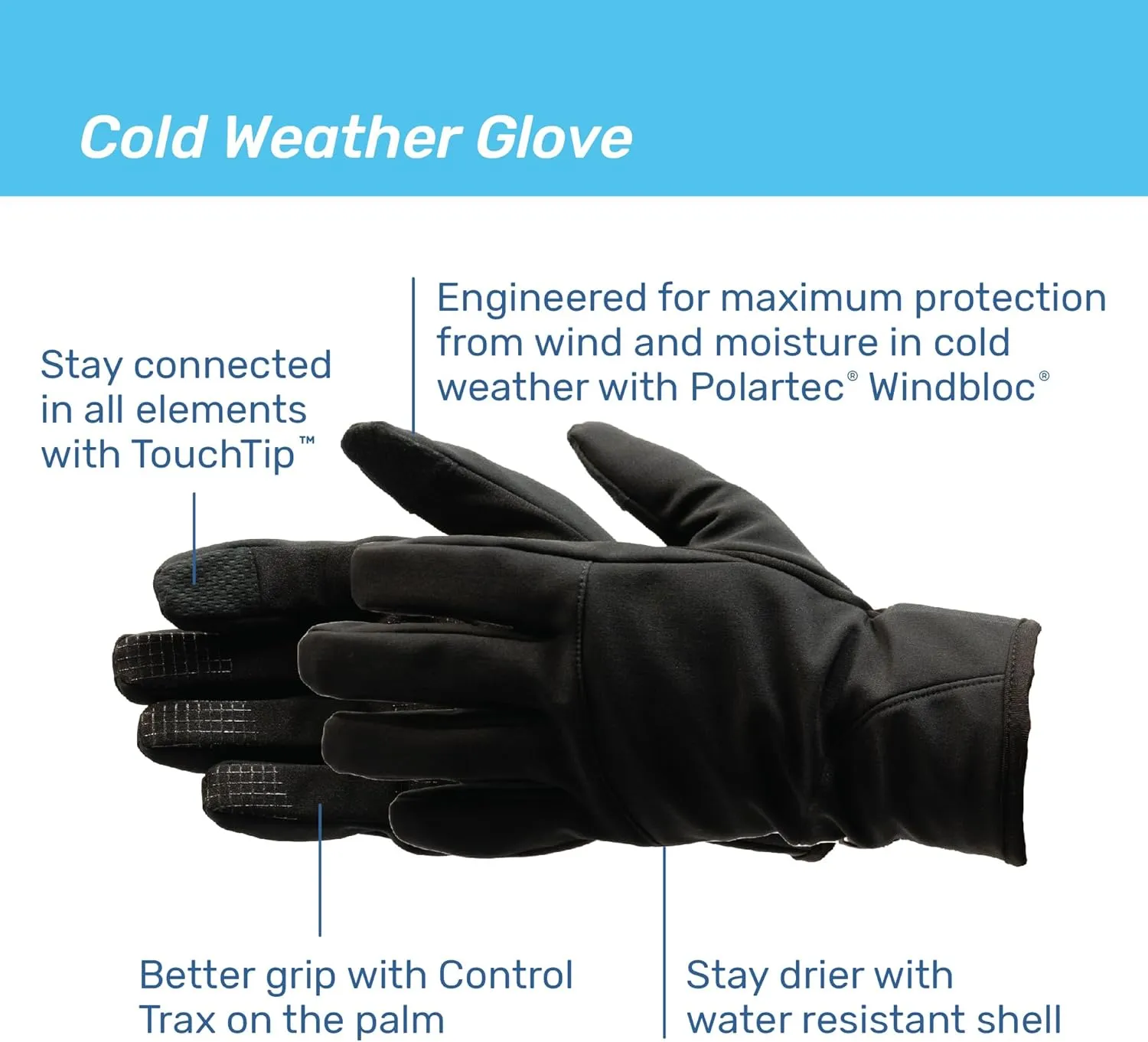Manzella Mens Wanderer Polartec Windbloc Touchtip