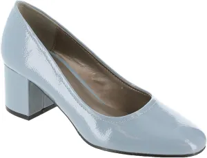 Masseys Women's Daphne Block Heel Dress Pump, 9.5 W (Wide), Dusty Blue Pastel Patent