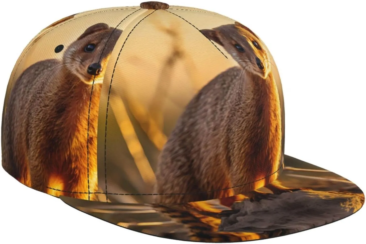 Meerkats Outdoor Sports Baseball Cap, Daily Sports Adjustable Fashionable Flat Brim hat, Unisex Four-Season Outdoor Sports Cap, Black