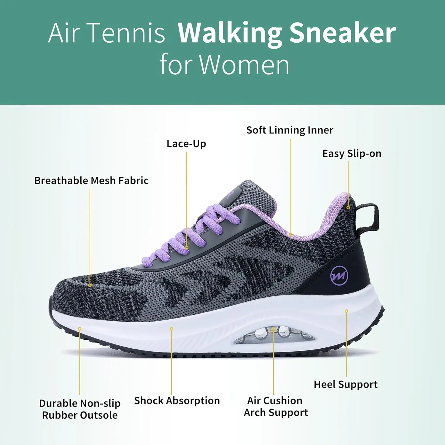 MEHOTO Womens Walking Shoes | Arch Support Tennis Shoes | Orthotic Sneakers for Plantar Fasciitis Size 5.5-11