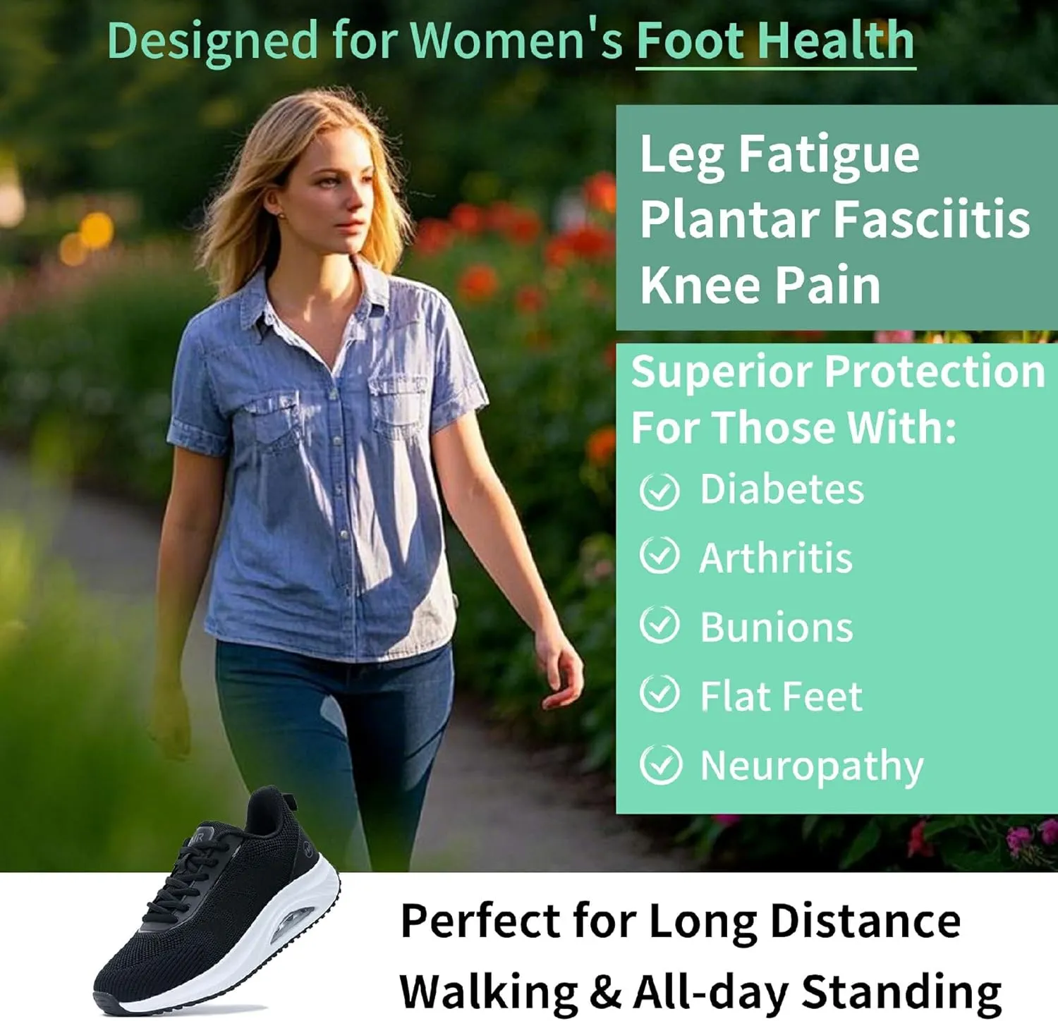 MEHOTO Womens Walking Shoes | Arch Support Tennis Shoes | Orthotic Sneakers for Plantar Fasciitis Size 5.5-11