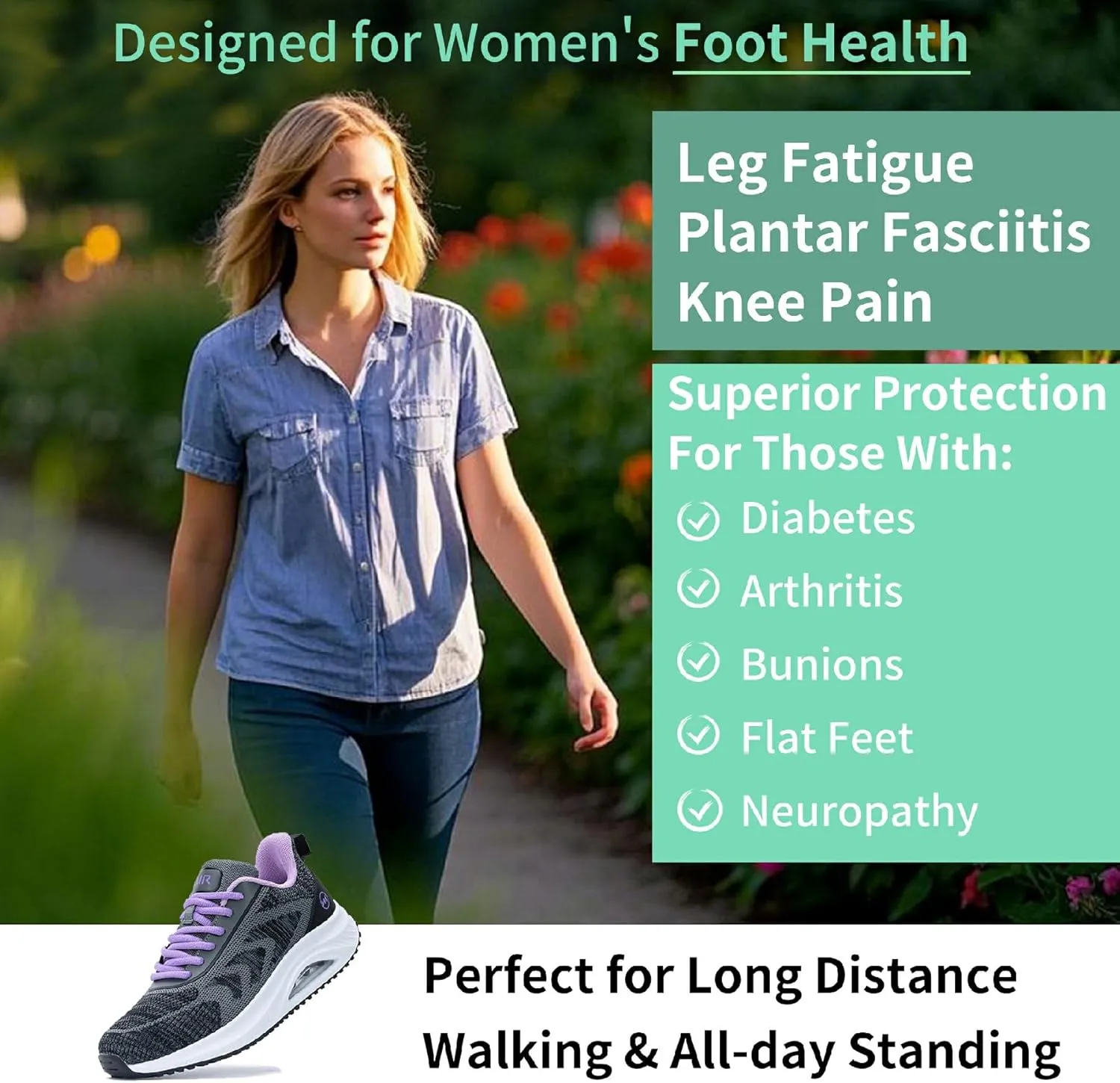 MEHOTO Womens Walking Shoes | Arch Support Tennis Shoes | Orthotic Sneakers for Plantar Fasciitis Size 5.5-11