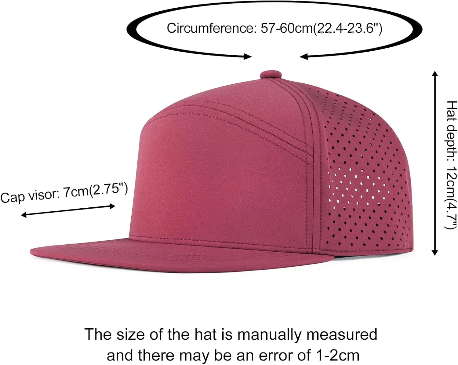 Men Flat Brim Adjustable Performance Hat Snapback Laser Perforated Baseball Cap